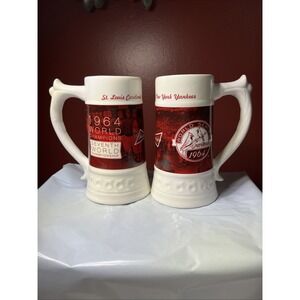 2 ST LOUIS CARDINALS BEER STEIN 1964 WORLD SERIES BUDWEISER VS NEW YORK YANKEES